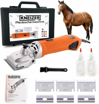 KNEIZER Paarden scheerapparaat complete set met accessoires &ndash; met verwisselbare messen &ndash; stil en trillingsarm