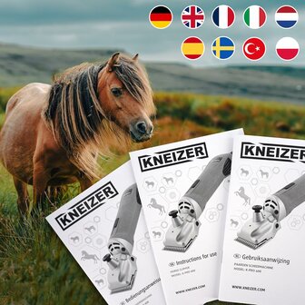 KNEIZER Paarden scheerapparaat complete set met accessoires &ndash; met verwisselbare messen &ndash; stil en trillingsarm