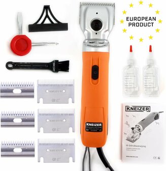 KNEIZER Paarden scheerapparaat complete set met accessoires &ndash; met verwisselbare messen &ndash; stil en trillingsarm